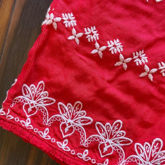 NWT Loft Linen Blend Pull On Elastic Waist Embroidered Shorts W/Tassel Ties XL - Picture 6 of 12